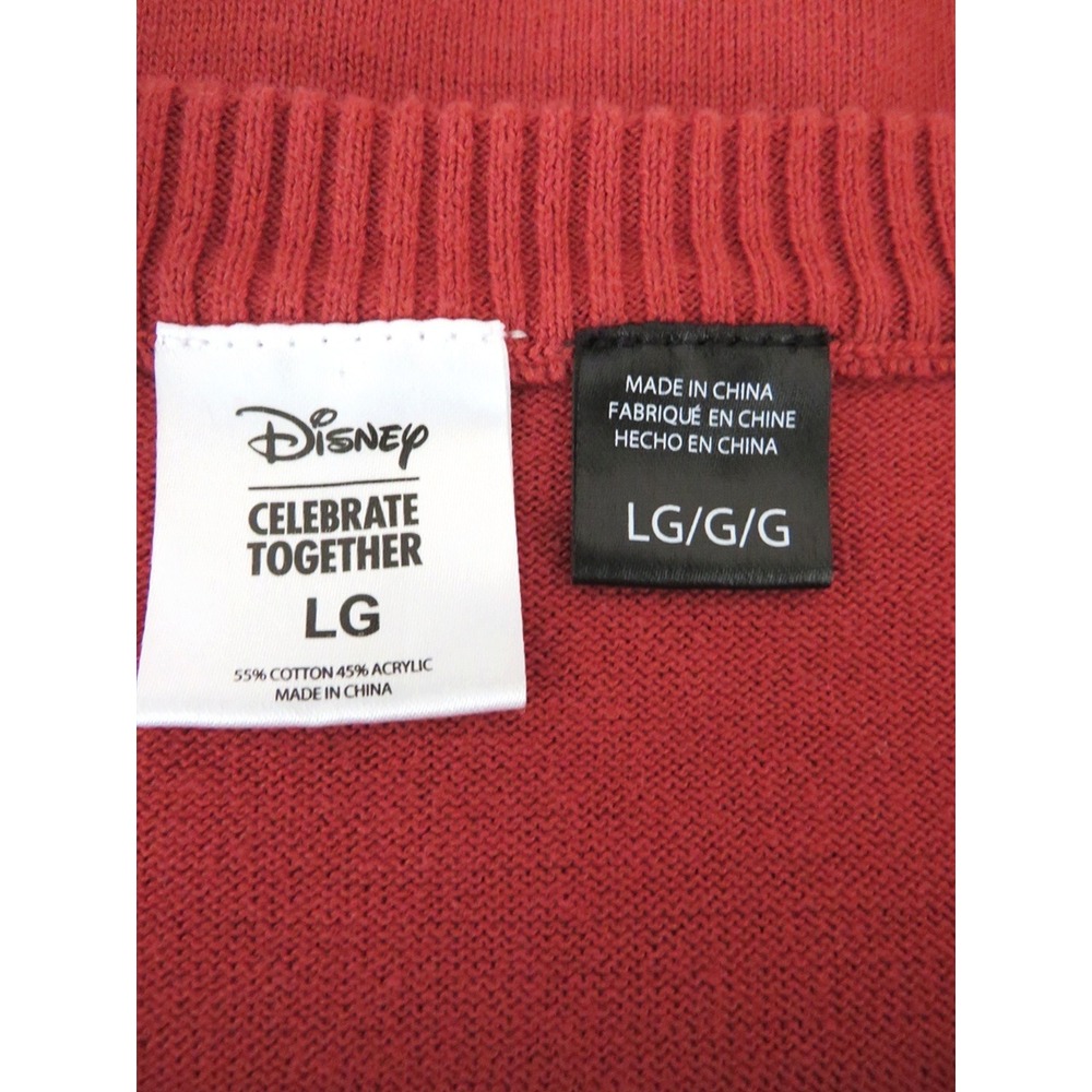 Disney Mickey Mouse Holiday Christmas Sweater Red Isle Knit Pattern Size Large - Picture 6 of 9